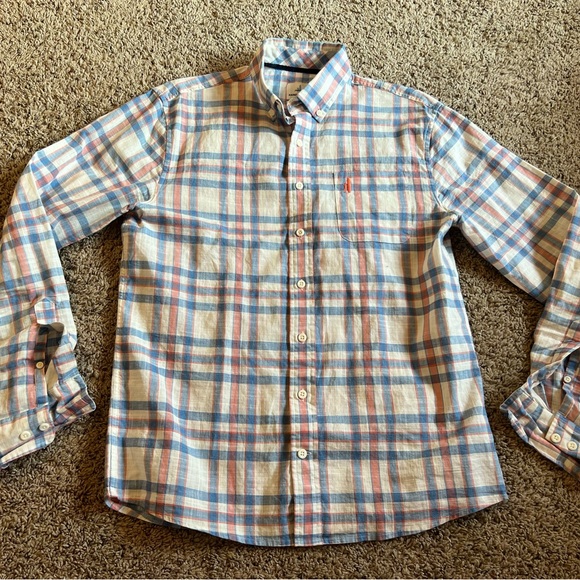 Johnnie-O Button Down Shirt Small Plaid linen Hangin' Out - Picture 3 of 6